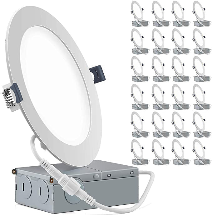 6 Inch 24 Pack (12 Watt 900 Lumens), LED Ceiling Lights with Junction Box