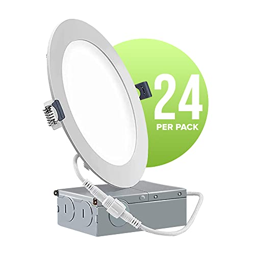 6 Inch 24 Pack (12 Watt 900 Lumens), LED Ceiling Lights with Junction Box