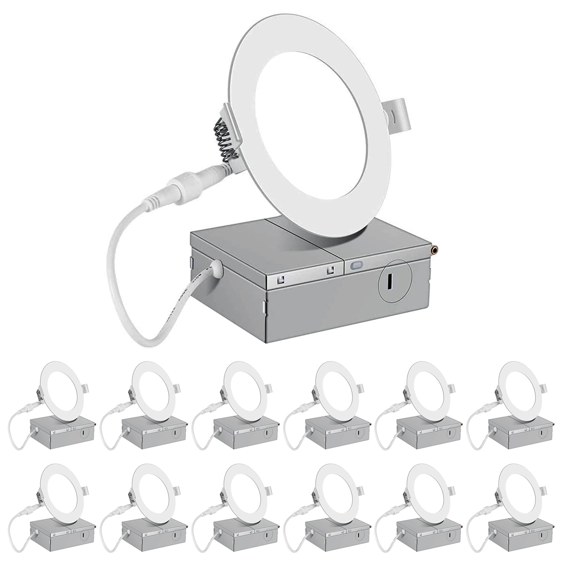 4 Inch 12 Pack (9 Watt 700 Lumens), LED Ceiling Lights with Junction Box