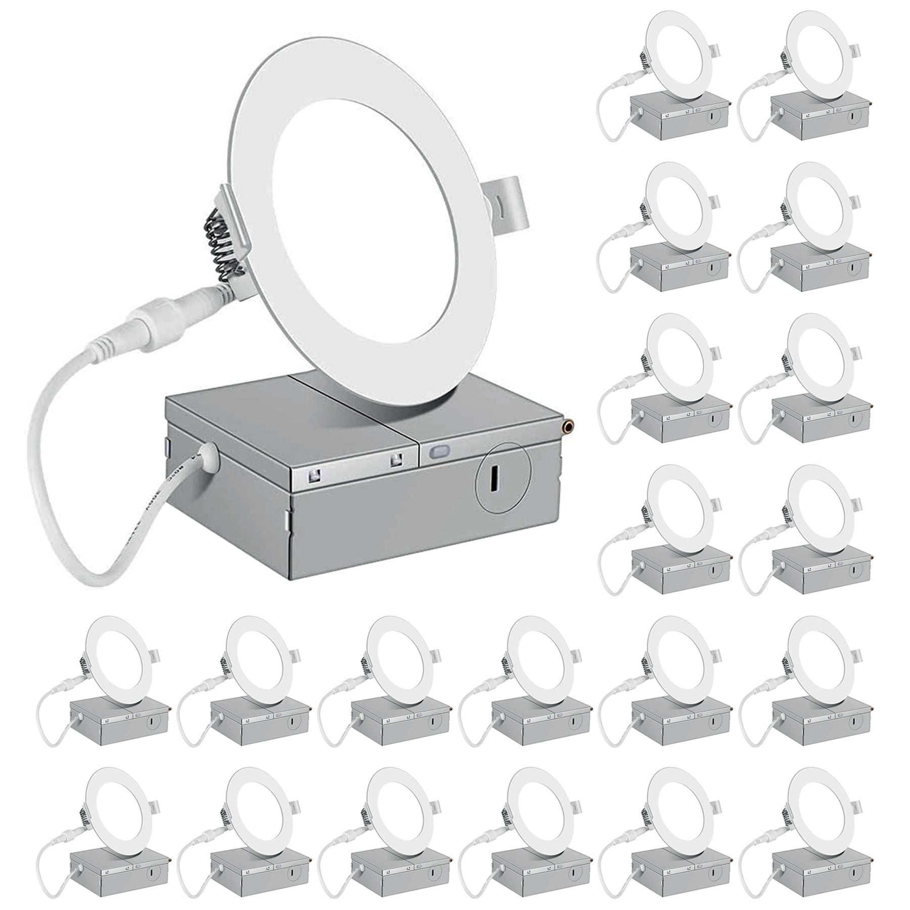 4 Inch 20 Pack (9 Watt 700 Lumens), LED Ceiling Lights with Junction Box