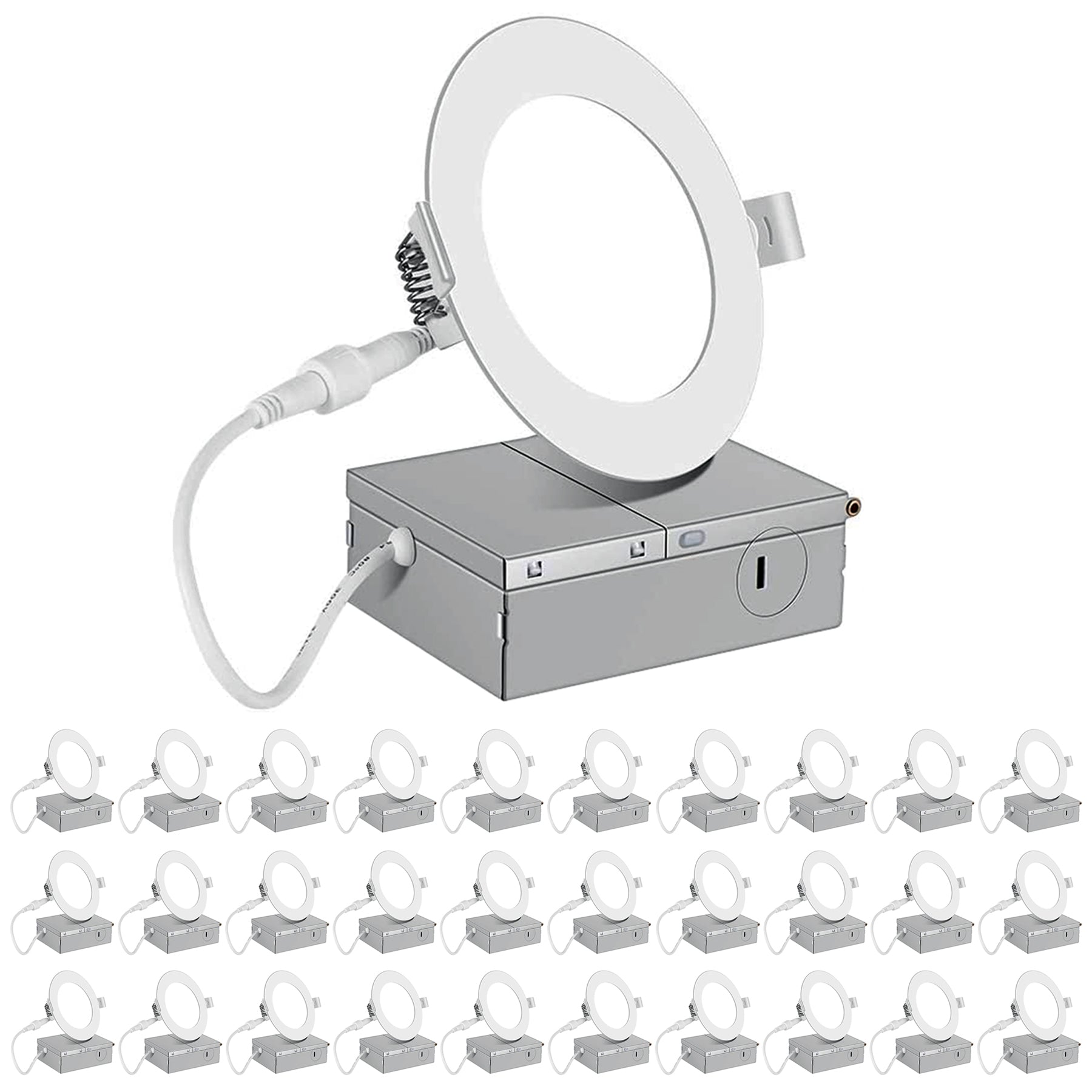 4 Inch 30 Pack (9 Watt 700 Lumens), LED Ceiling Lights with Junction Box
