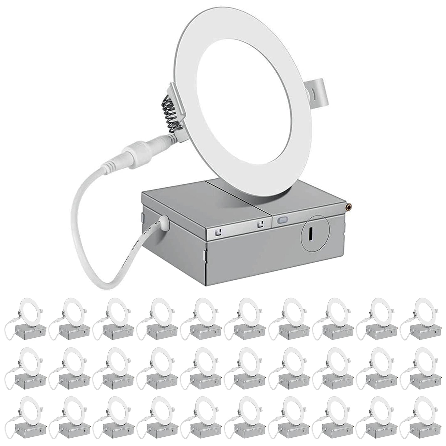 4 Inch 30 Pack (9 Watt 700 Lumens), LED Ceiling Lights with Junction Box