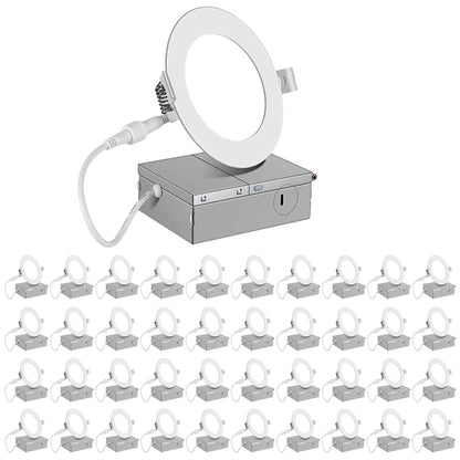 4 Inch 40 Pack (9 Watt 700 Lumens), LED Ceiling Lights with Junction Box