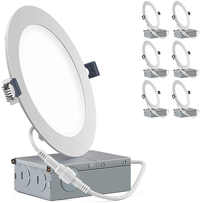 6 Inch 6 Pack (12 Watt 900 Lumens), LED Ceiling Lights with Junction Box