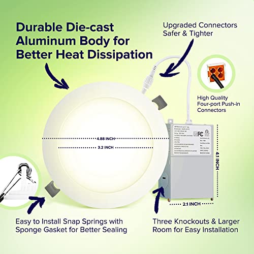 4 Inch 6 Pack (9 Watt 700 Lumens), LED Ceiling Lights with Junction Box