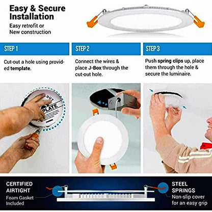 4 Inch 20 Pack (9 Watt 700 Lumens), LED Ceiling Lights with Junction Box